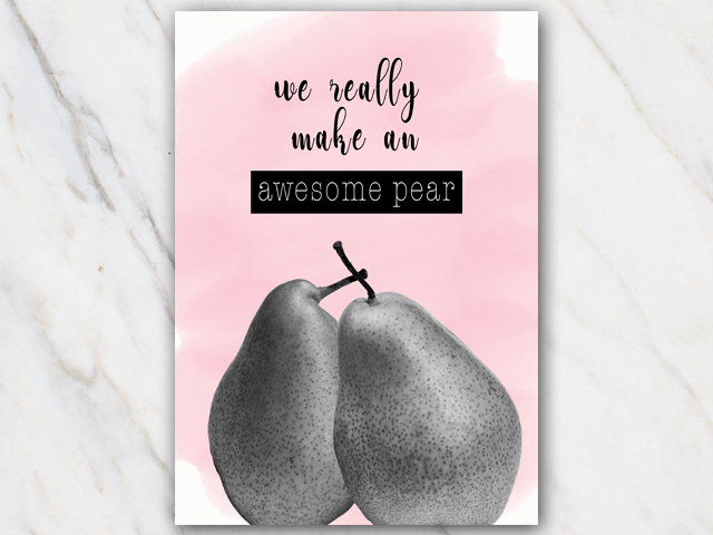 An awesome pear quote with pink background
