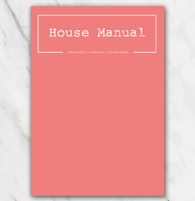 AirBnB House manual coverpage coral red