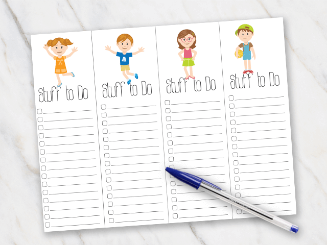 Printable action plan with playful figures on it