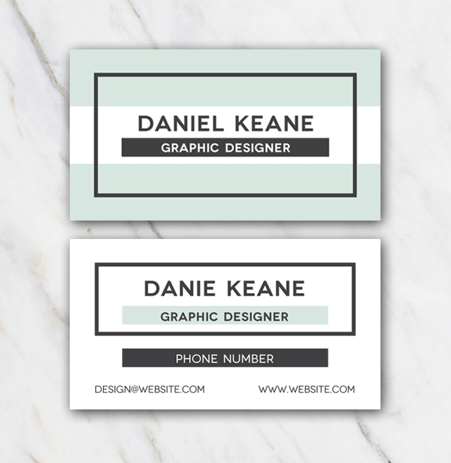 Daniel Keane Business Card with mint green and white colors