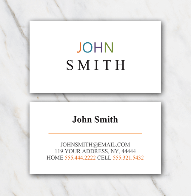 John Smith business card clean format