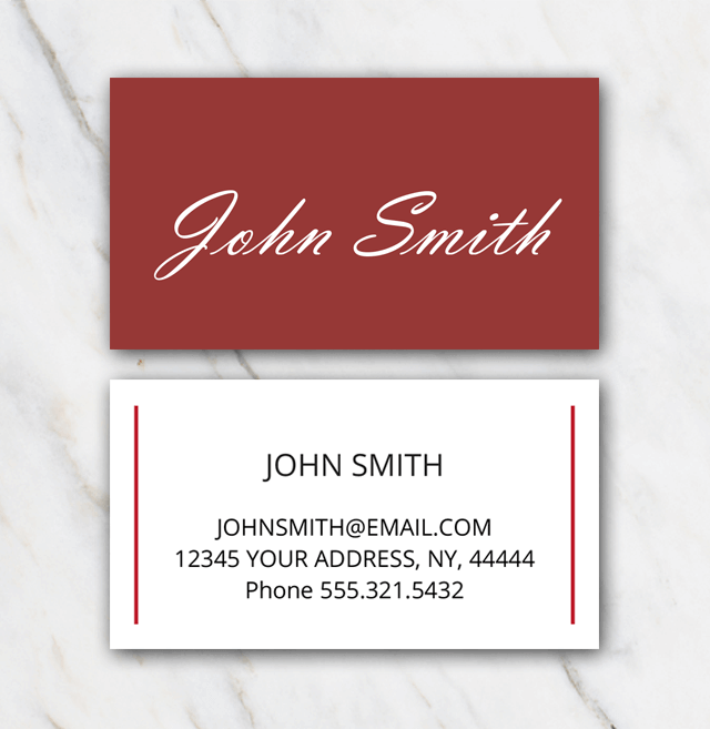 John Smith 2 business card template with red and white