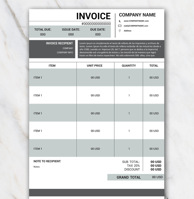 Beta invoice Template for Word
