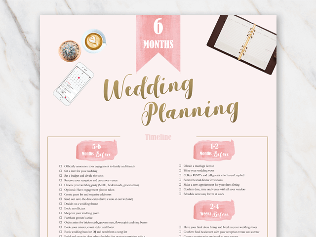 Wedding planning checklist in pink
