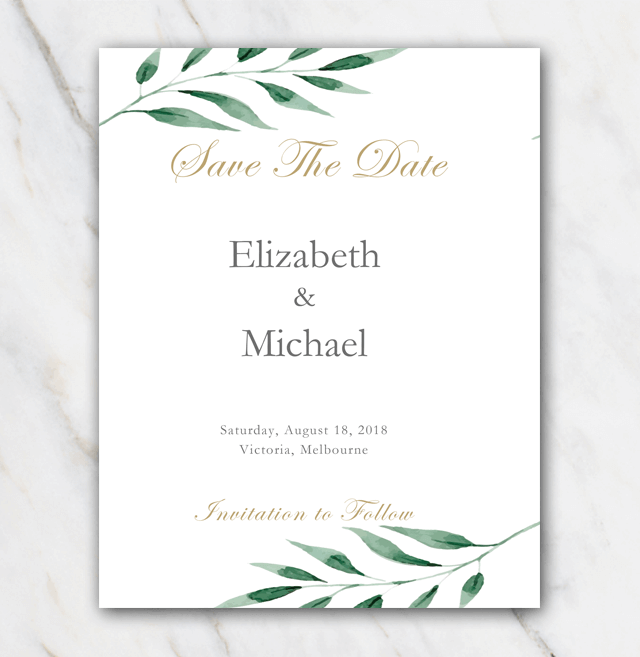 Olive branch wedding save-the-date template